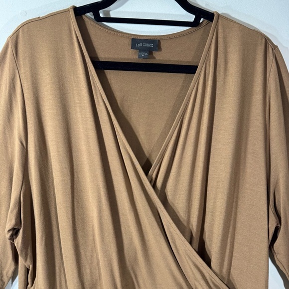 J. Jill Wearever Brown Long Sleeve Knit Faux Wrap Top - Picture 2 of 10